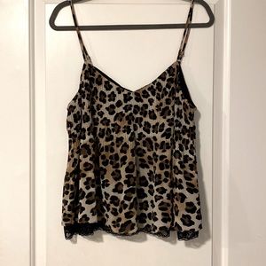 LUSH LACE LINED DRAPED CHEETAH CAMISOLE